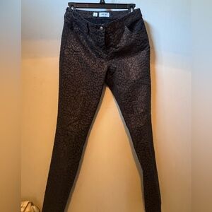 Per Se Carlisle Sculpted Brocade Pant Mid-rise black animal print metallic sz 4